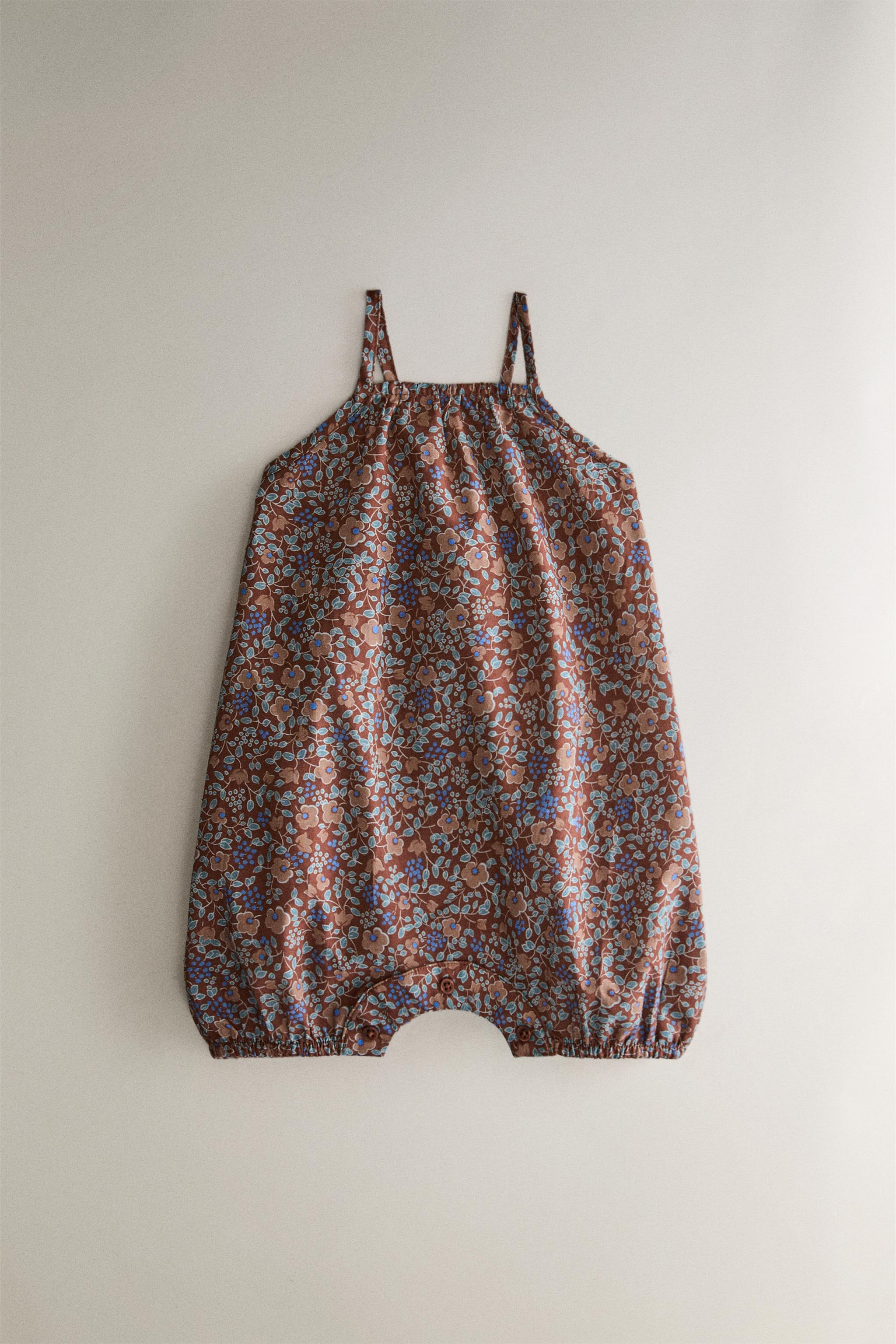 BABY FLORAL BEACH DUNGAREES